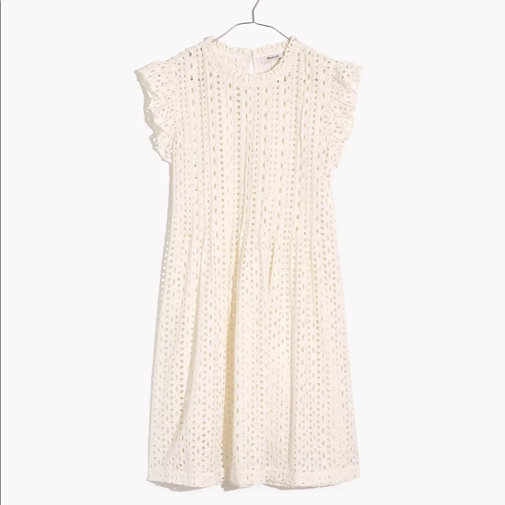 Madewell Eyelet Ruffle Sleeve Mini Dress Lighthouse Dress Ivory